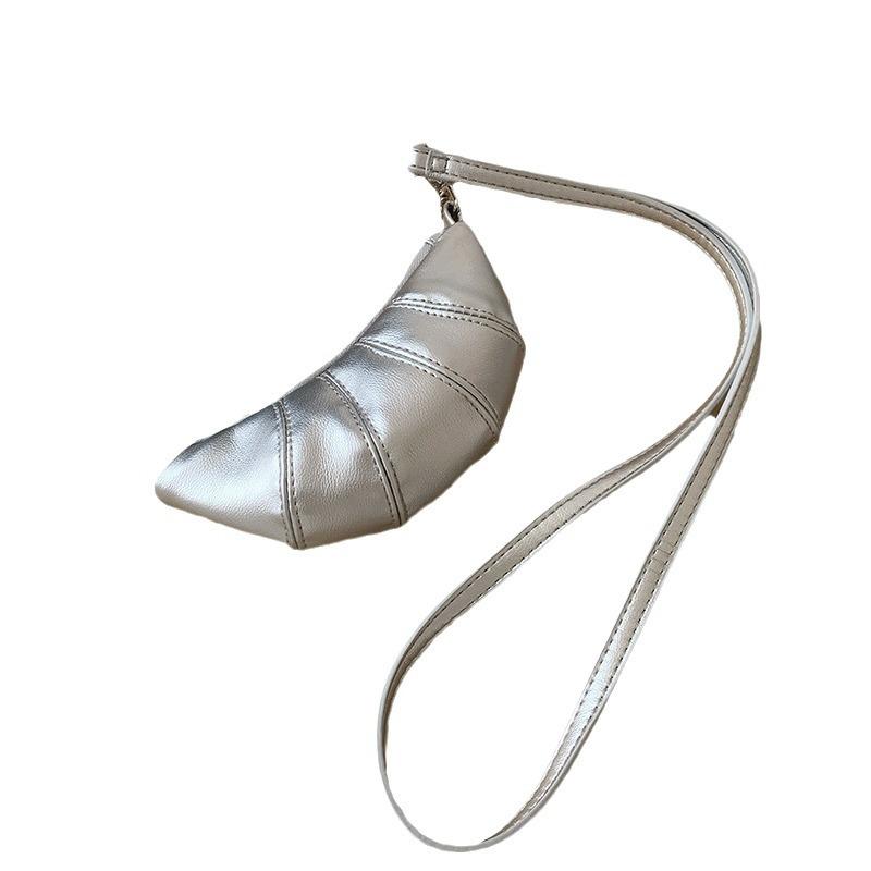 Кошелек для монет, милый дизайн круассана, ниша, мини-вогнутый кроссбоди, помада, наушники, маленькая сумка