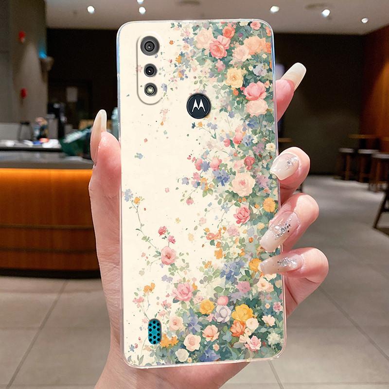 Case For Motorola Moto E6 Plus E6S (2020) Coque Flower Protective Cases Moto E7 Power E7 Plus Capa Soft Silicone TPU Phone Cover