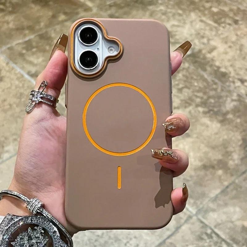 Роскошный матовый чехол из твердого ПК для iPhone 16 Pro Max 14 15 Plus 12 13 15 pro max, магнитный чехол-накладка для беспроводной зарядки