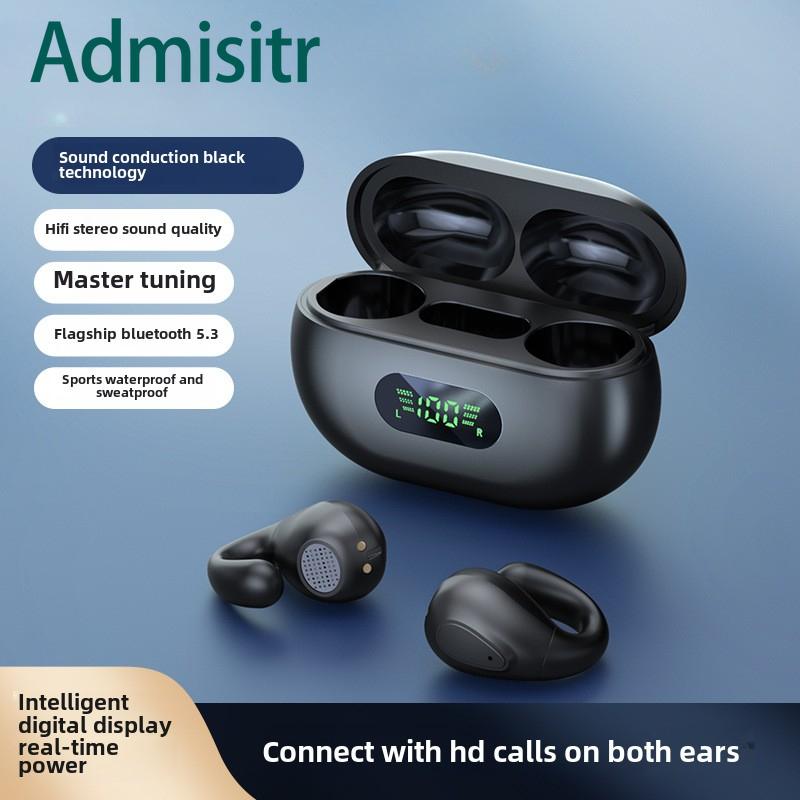 New Wireless Clip Ear Motion Noise Cancelling Earless TWS Black Technology Bone Conduction Bluetooth Headphones