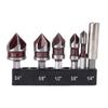Набор зенковок 5 шт 1/4 дюйма 3/8 дюйма 1/2 дюйма 5/8 дюйма 3/4 дюйма 5 канавок 85 градусов шестигранный хвостовик M35 кобальтовая быстрорежущая сталь зенковка