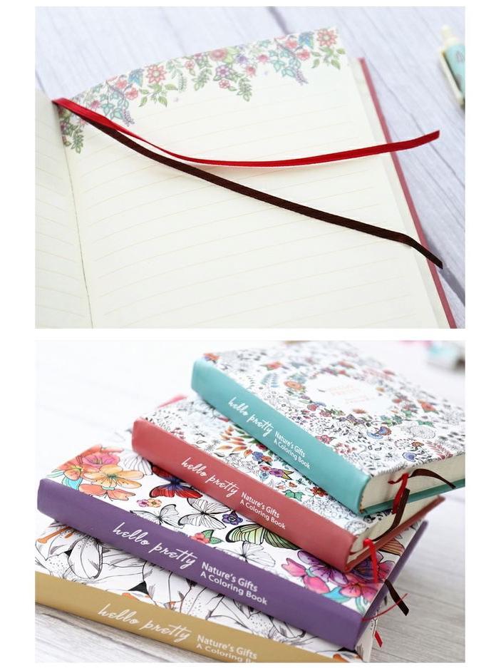 Твердый блокнот с цветными иллюстрированными страницами