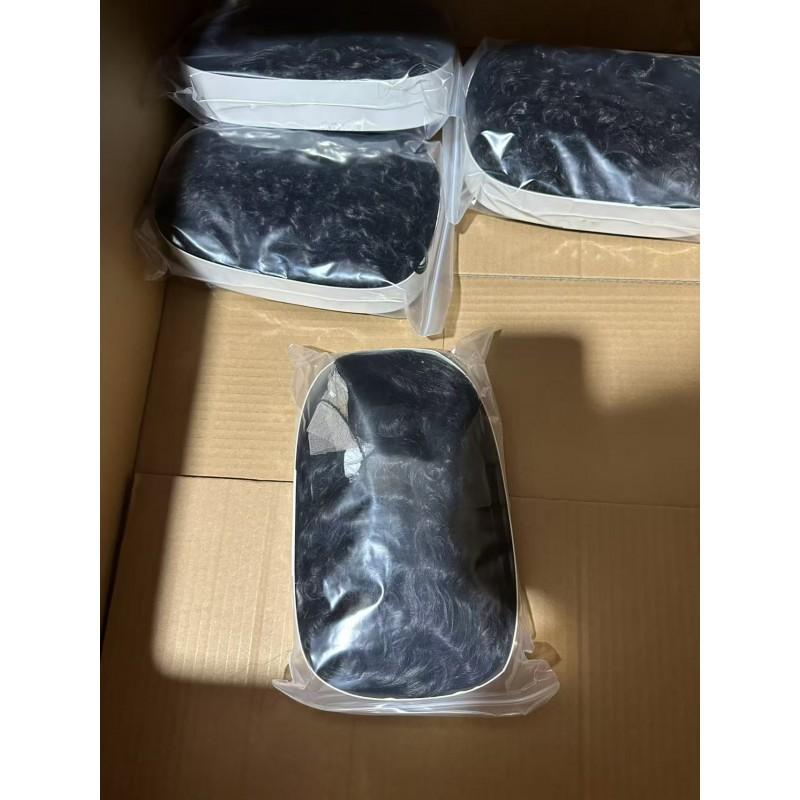 European American Hand-knitted Front Lace Wig Headgear Black Long Straight Hair Chemical Fiber T-shaped