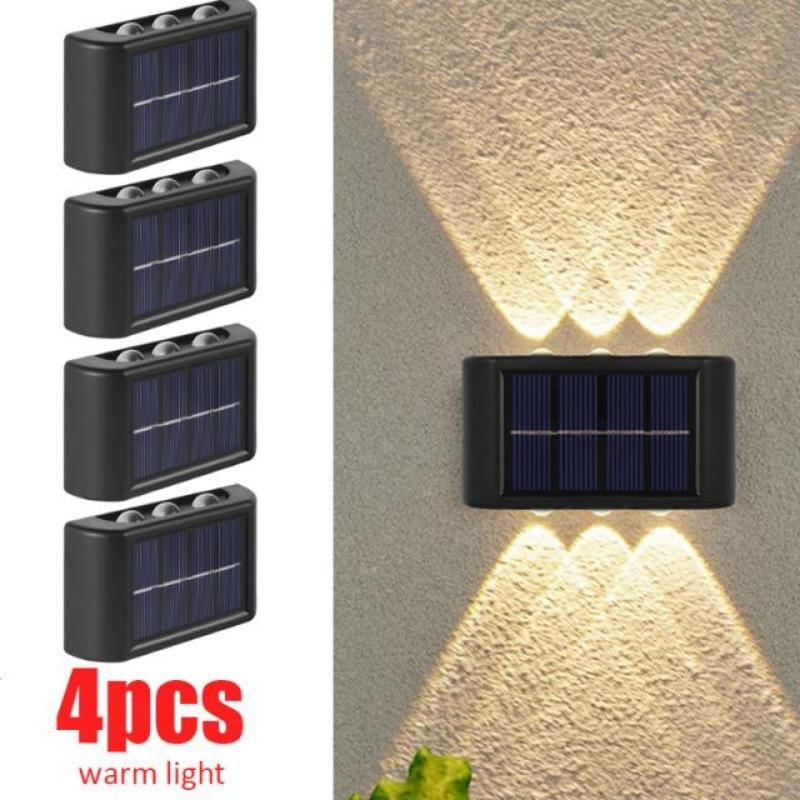 6 LED Solar Wall Lamp Outdoor Waterproof Balcony Wall Lights for Courtyard Street Landscape Garden Decor Lamp Solar Outdoor Wall Lamp