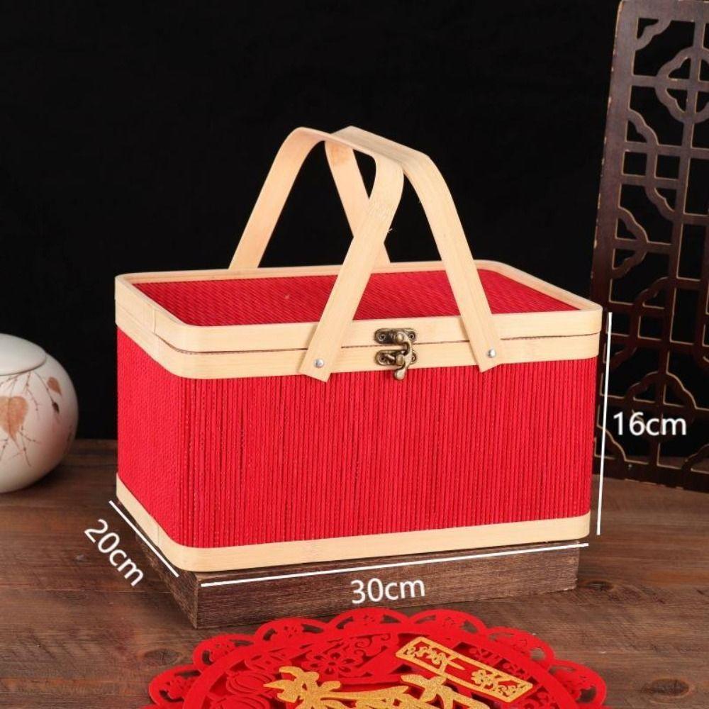 Chinese Style Moon Cake Box Vintage Bread Storage Basket Bread Organizer Egg Container Camping