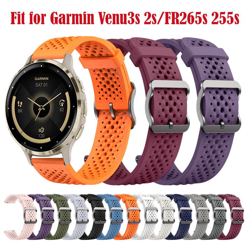 Официальный силиконовый ремешок для часов Garmin Venu 3s/2s Классический и стильный ремешок для часов Совместим с Forerunner 265s 255s Vivomove4s