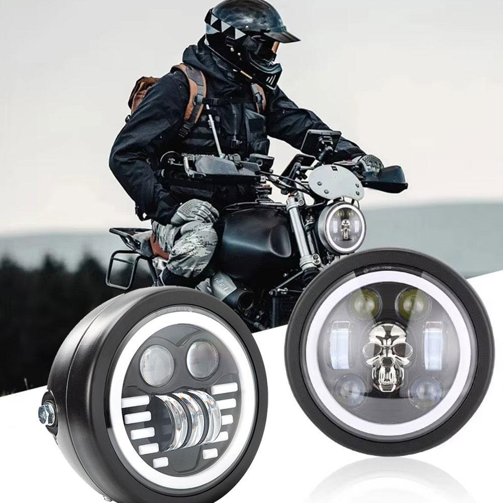 6,5-дюймовая светодиодная фара для мотоцикла, белая, желтая, двойная светодиодная, ближний свет, мотоциклетная фара, цвет луча, дальний свет, прожектор S9R6