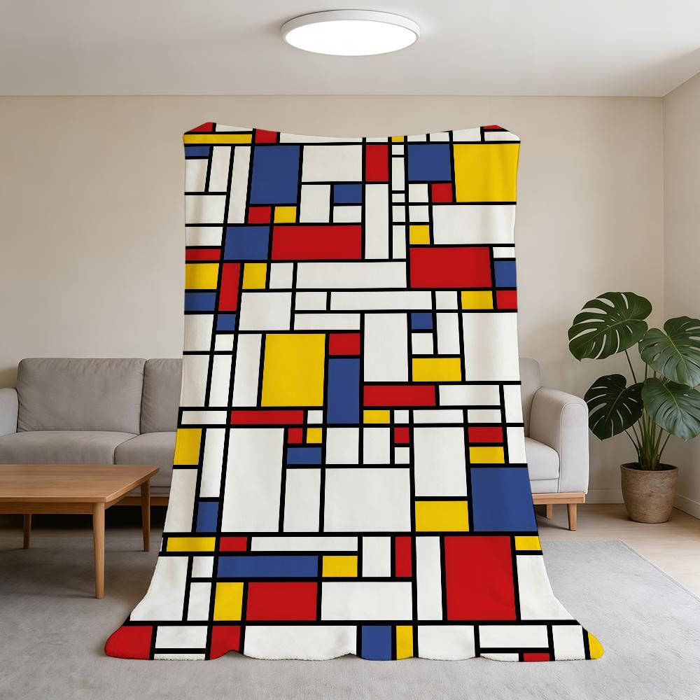 Blanket Super Warm Comfortable Plush Throw Blanket M-Mondrian-ES Child Home Art Sofa Bedroom Gift
