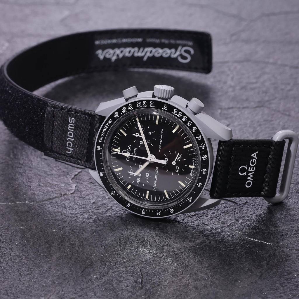 OMEGA SWATCH Moon Wrapping Genuine Omega Swatch Mission Watch Moon Collaboration Waterproof Mission To Moon Band × Men's Women's [Shopper/Silicon