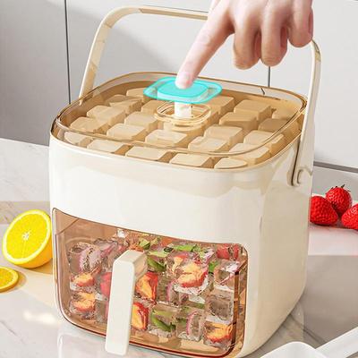 Формы для льда Пресс Форма для кубиков льда с крышкой и контейнером Пресс Антипригарное ведерко для льда Легкое извлечение Кухонные гаджеты для морозильной камеры Дом и