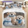 Golden Retriever Pattern Bedding Quilt Set Quilt Cover Pillowcase Home Decoration Birthday Gift (1 * duvet cover + 2 * pillowcase, without core)