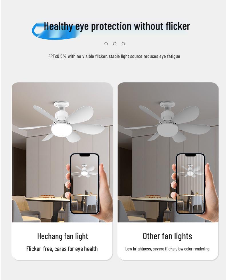 E27 LED Six-Leaf Remote Control Ceiling Fan with Silent Operation for Bedroom or Restaurant