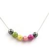 Stones and Minerals. Multicolored Tourmaline + Hematite 8 Mm Pearl Necklace. Steel Chain Necklace Women, Men. Custom Size