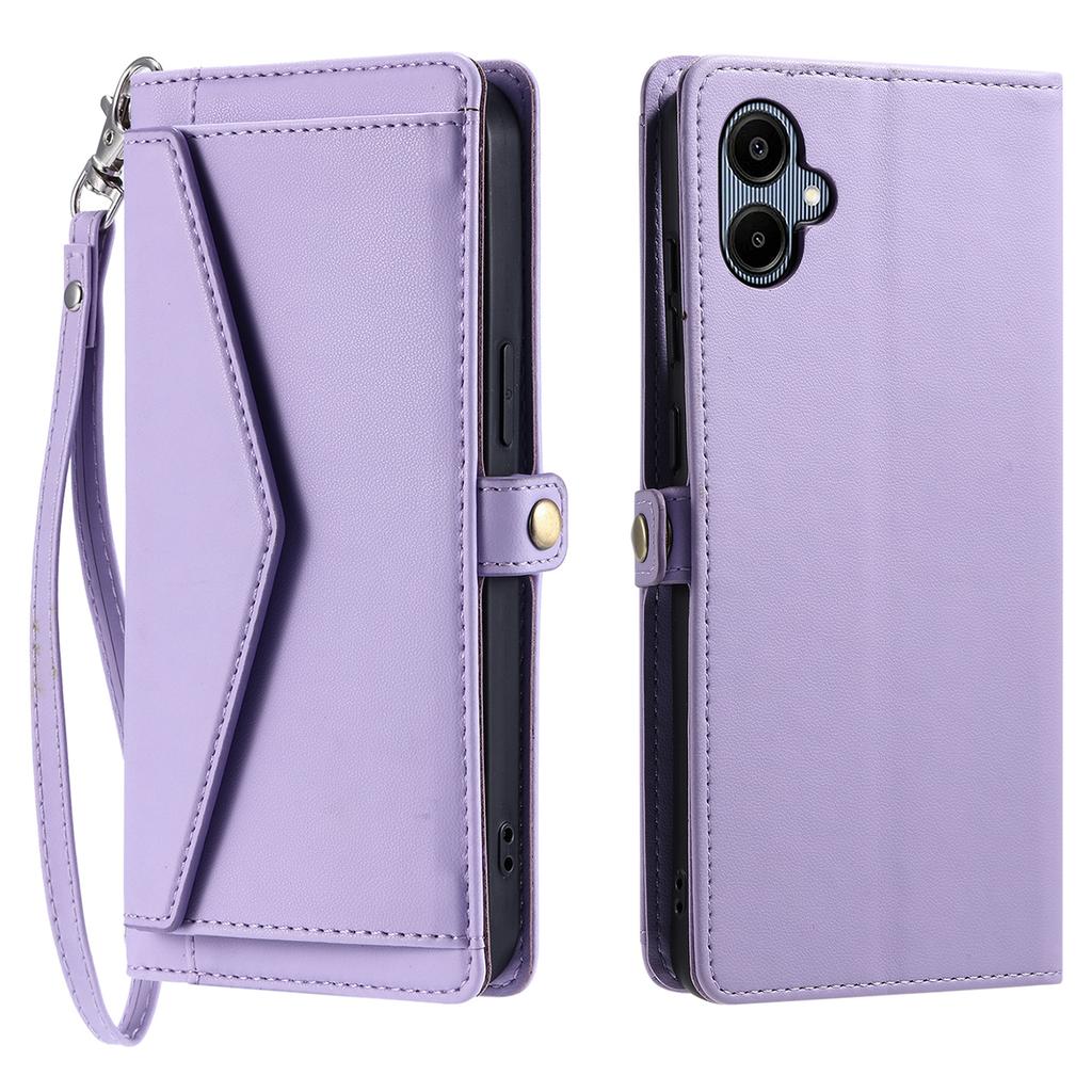 Кожаный чехол для Samsung Galaxy A07 с ремешком на запястье, кошельком и подставкой, чехол для телефона