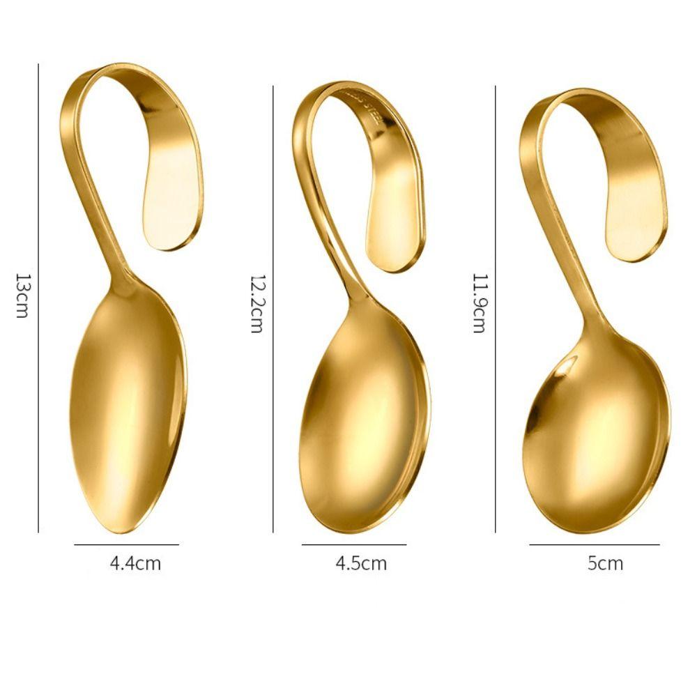 Rustproof Curved Handle Spoon Comfortable Grip Serving Spoons Dessert Spoons  Baby