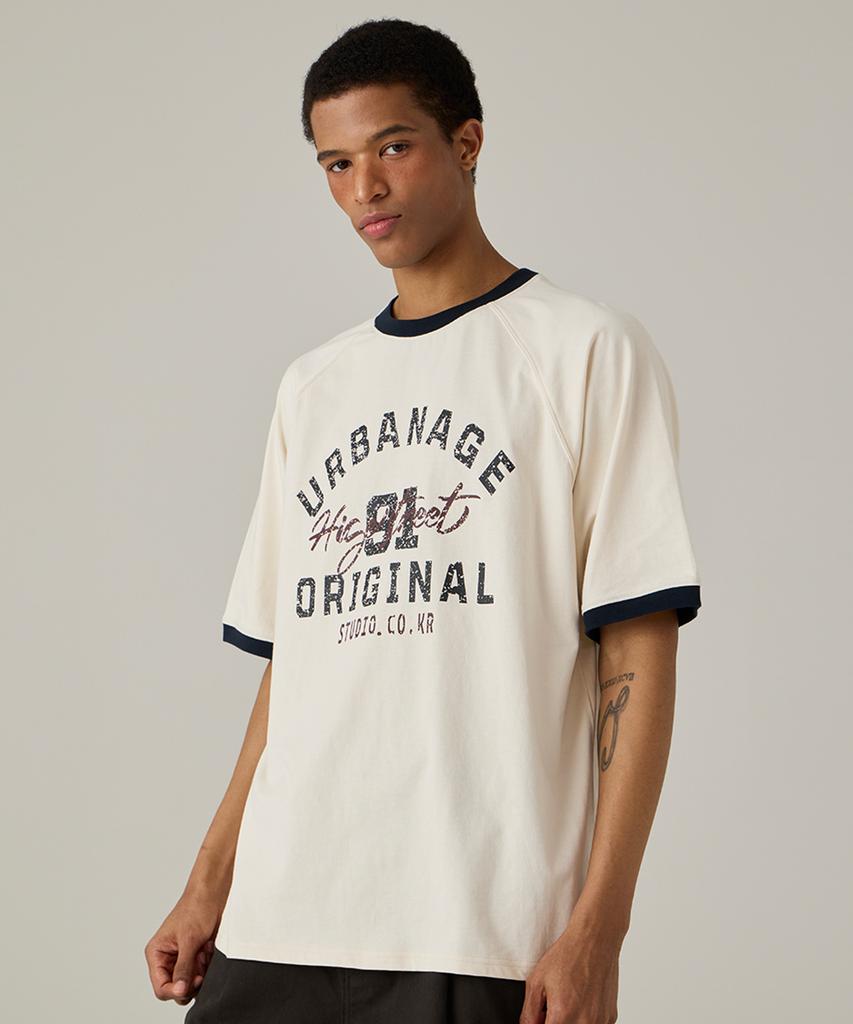 URBANAGE [2Pack] High Street Ringer Raglan Oversized Short Sleeve 3 Colors (Type B)