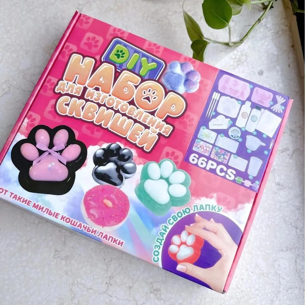 Набор для изготовления сквиши-кота своими руками - Набор для изготовления жидкого силиконового геля Кавайный мультяшный персонаж Сквиши Сквиши Кот Мультяшные персонажи