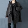 Long Sleeve Oversized Hooded Vintage Black Casual Loose Autumn Spring Trench Coat for Women Outerwear