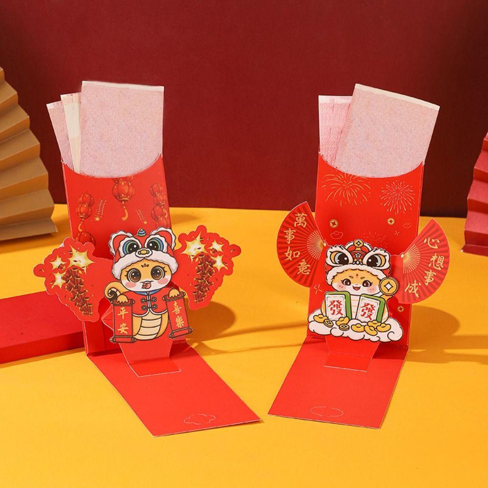 2Pcs Chinese 3D New Year Red Packet Blessing Lucky Red Pockets  Chinese New Year's Eve