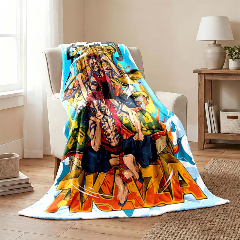 Akaza Demon Slayer blanket Flannel Blanket Soft Cozy Plush Throw for Sofa Bed Lightweight Home Decor