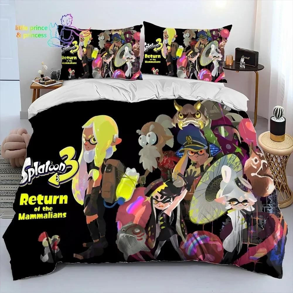 S-Splatoon Игра Геймер Мультяшный Постельный Комплект Односпальный Полуторный Двуспальный Кингсайз Комплект для Кровати Взрослый Ребенок Спальня Постельные Принадлежности Подарок