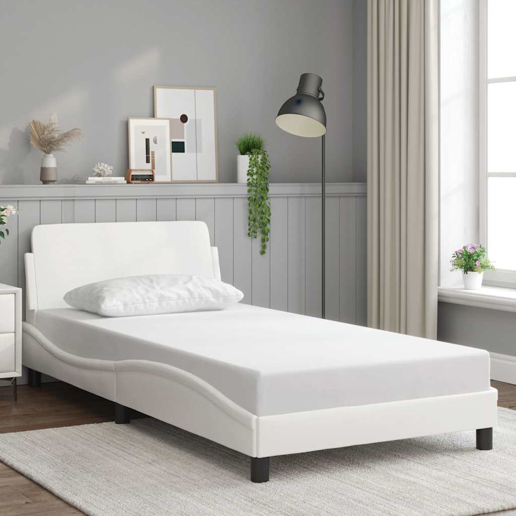 Dover Bed Frame White 100x200 cm Faux Leather