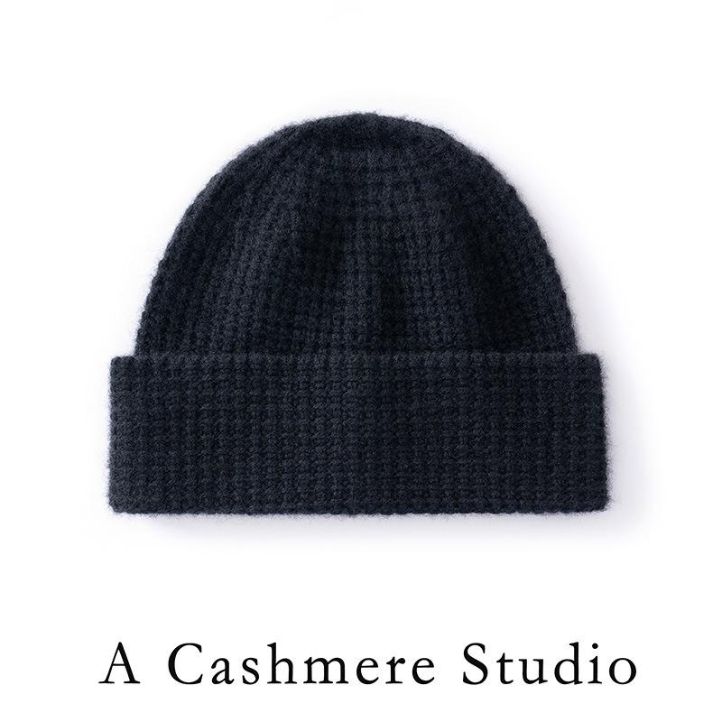 Autumn and winter new% pure cashmere hat women's thickened warm ear protection knitted hat versatile fashion cold hat men