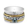 Natural Blue Topaz Clarity Meditation Spinning Ring With 2 Brass And 1 Sterling Silver Spinners Ring Hammered Twisted Band Ring