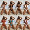 2021 Women's Sexy Solid Color Bandage Bikini Swimsuit - Split Design 9942