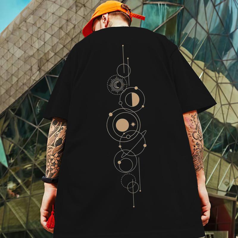 2024 New Summer Men's T-Shirt 3d Compass Printed Short Sleeve Tees Simple Fashion Male Clothing Loose Oversized T-Shirt For Men