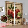 2D Flat Printing 2pcs Window Drapes Apple Versatile 100% Polyester,Without Electricity Birthday Party for Holiday Family Party