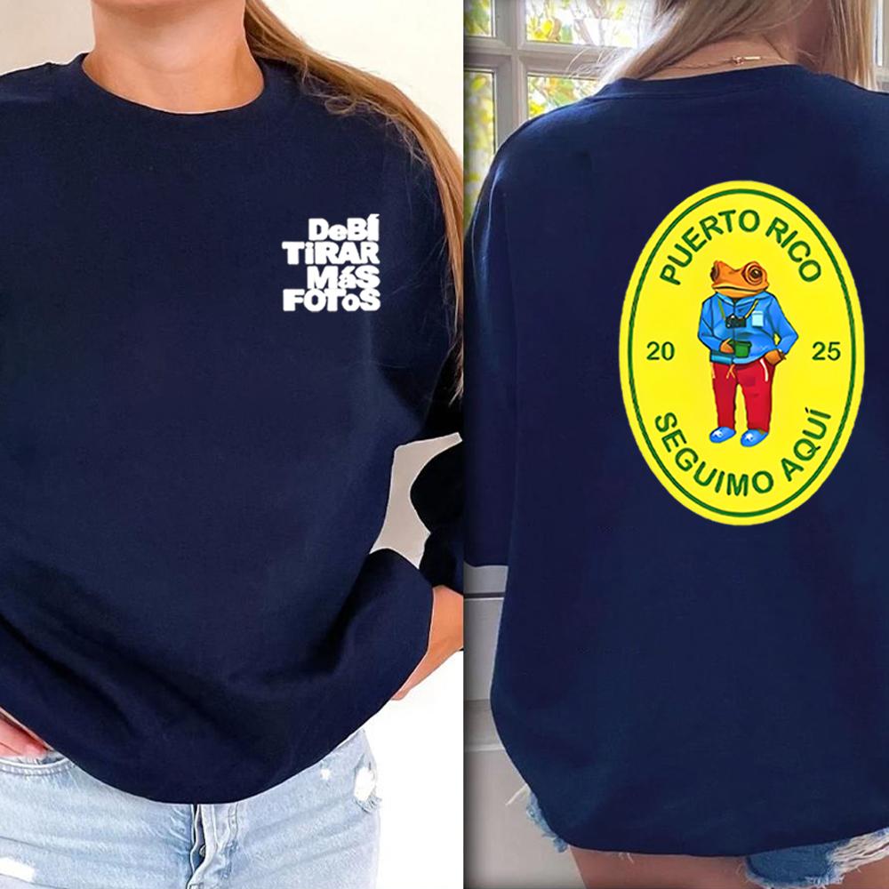 Debi Tirar Mas Fotos Album 2025 Sweatshirt Frog DTMF Graphic Hoodies 2 Side Printed Pullover Unisex Long Sleeve Sweatshirts