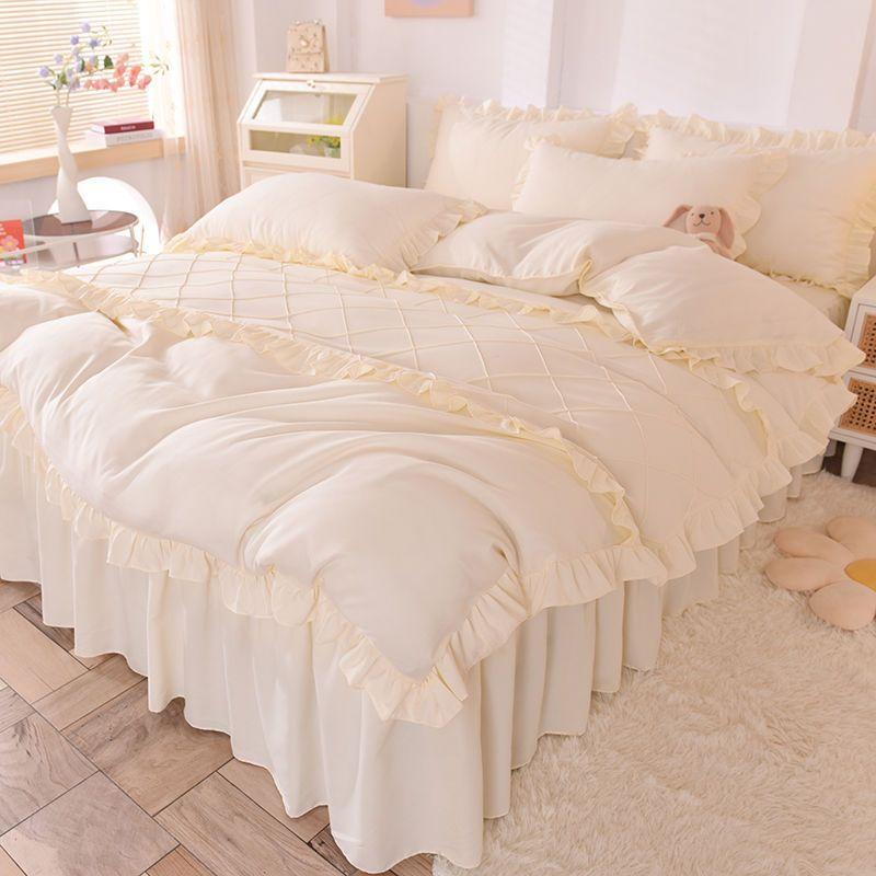 Кружевной постельный подзор из четырех частей, европейская атмосфера, простое одеяло, покрывало, простыня, постельное белье