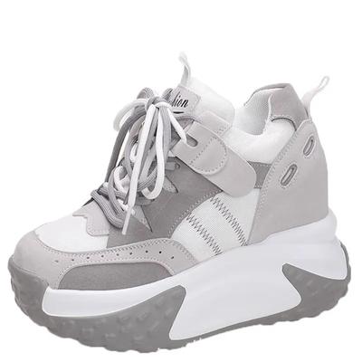 Модные женские кроссовки на платформе, дышащие, повседневные, кроссовки, массивные туфли на каблуке 10 см, осенние туфли на танкетке, дышащие, увеличивающие рост, женские