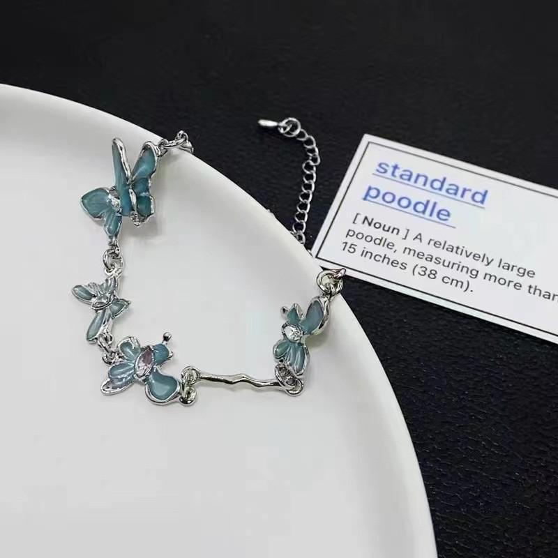 Stylish Alloy Plated Blue Butterfly Womens Bracelet Chic Summer Accessory