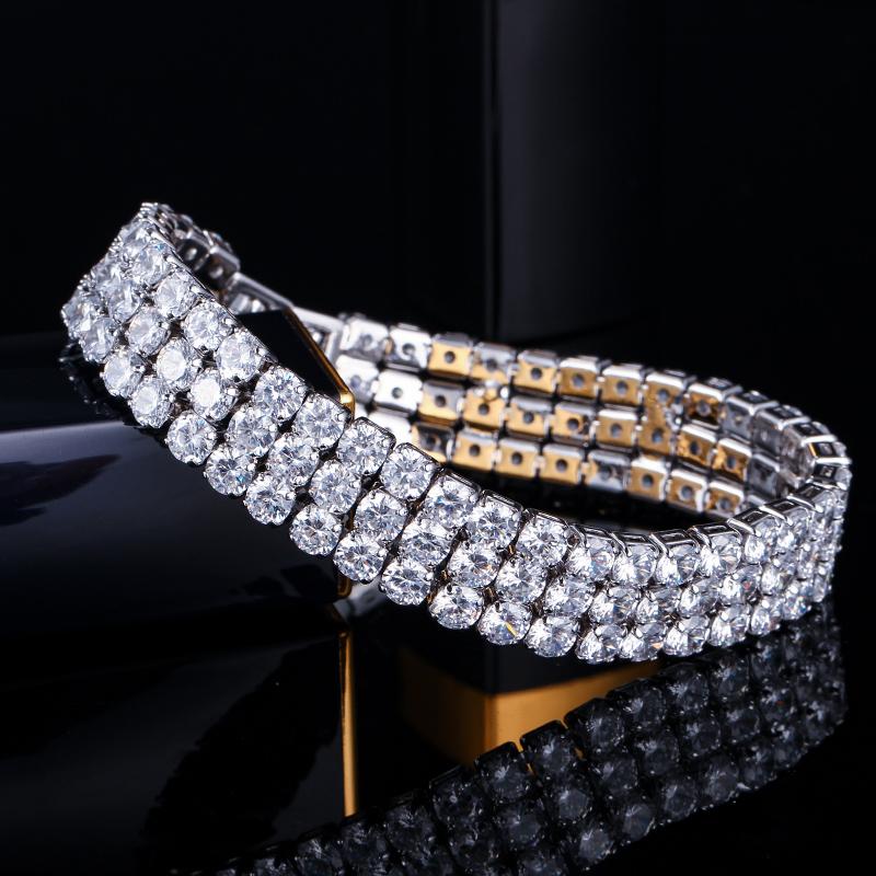 Элегантный широкий свадебный серебристый теннисный браслет CMM изумрудного цвета с кубическим цирконием