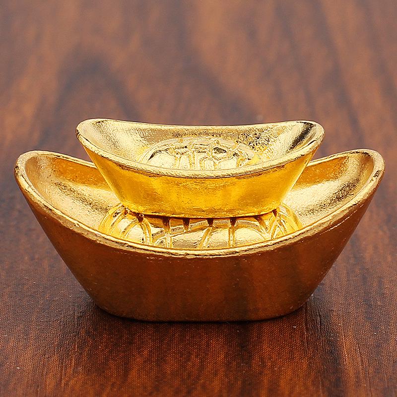 Electroplated Miniature Qing Dynasty Golden Ingot Ornament