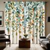 2pcs HD Digital Green Color Small Fresh Green Leaf Curtains Home Decorating Style Decoration Living Room Bedroom Rod Through