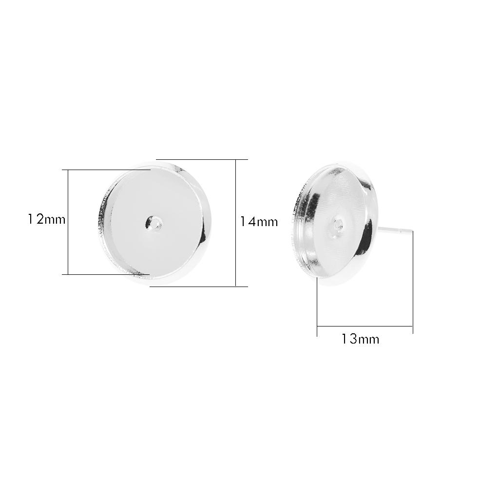 100шт Заготовки для сережек-пусетов Кабошон Пустой ободок для установки основания Золотой 12мм