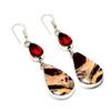 Cappuccino Jasper Garnet Gemstone 925 Silver Plated Jewelry Earring 2.46"