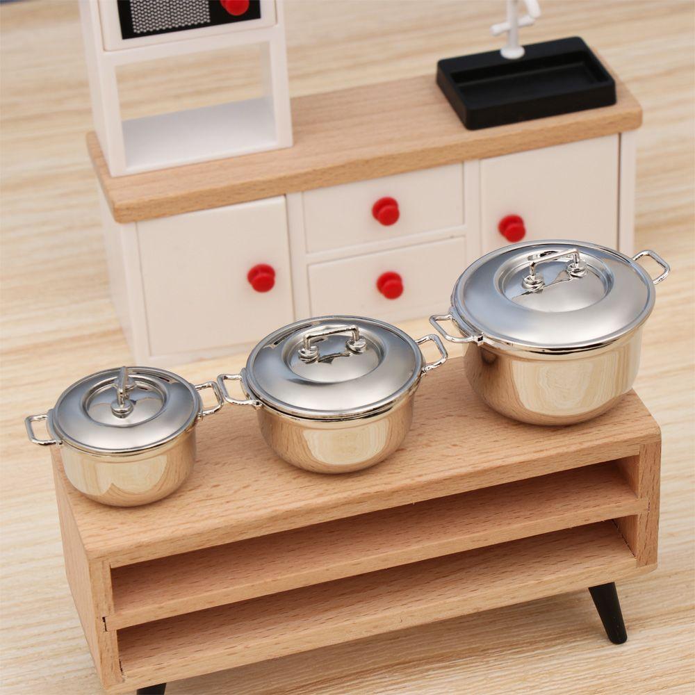 Кухонная утварь, кухонные игрушки, аксессуары для кукольного домика, мини-посуда с крышкой, миниатюрный суповый горшок