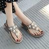 Women's Sandals Summer Flip Shoes Casual Buckle Rhinestone Bohemia Ladies Breathable Beach Sandals