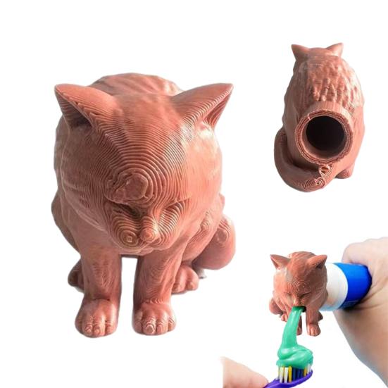 Cat Toothpaste Dispenser Vomiting Kitty Toothpaste Cap Funny Toothpaste Topper Bathroom Accessory Gag Gift for Cat Lovers