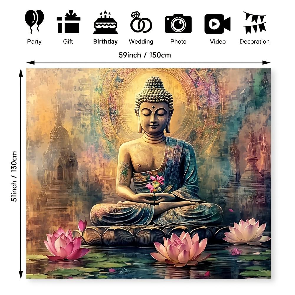 VIKAMA Serene Buddha Lake Scene Tapestry Stylish Wall Decor For Bedroom Meditation Nook Apartment Aesthetic Backdrop Home Decor