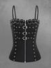 Rosegal Gothic Skull Zipper D-Ring Buckle Grommet Straps Backless Cami Top(Adjustable Shoulder Strap)