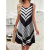 Verdusa женские повседневные платья 2025 без рукавов полосатое мини-платье с высокой талией платья А-силуэта