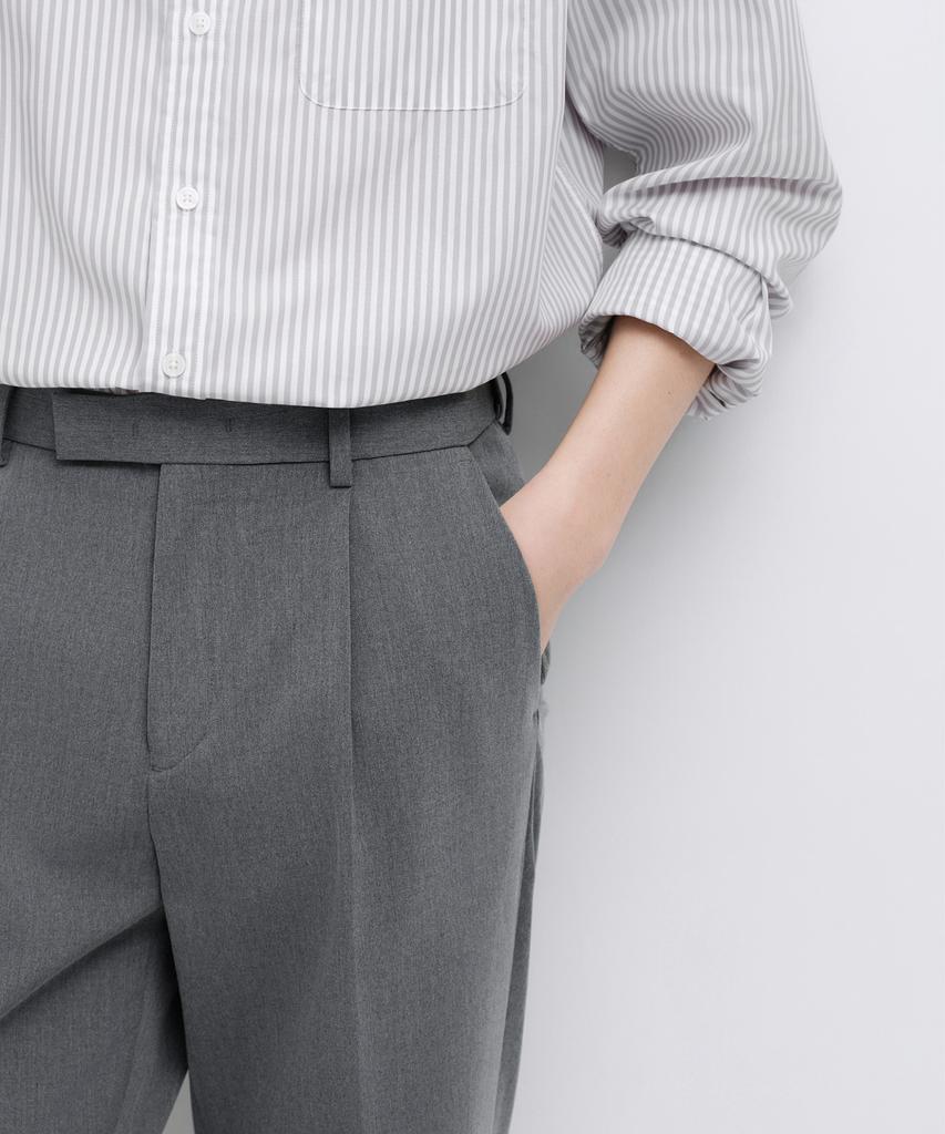 MUSINSA STANDARD Wide Hidden Banding Slacks [Melange Gray]