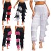 Womens Latin Dance Fringe Pants Elastic Waistband Tassel Trousers Chacha Tango Rumba Dance Costume