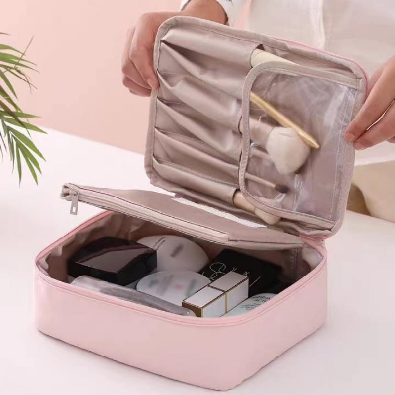 Ladies Portable High Appearance Index Cosmetic Bag Large-capacity Travel Washing Bag Three-dimensional Makeup Storage Bag