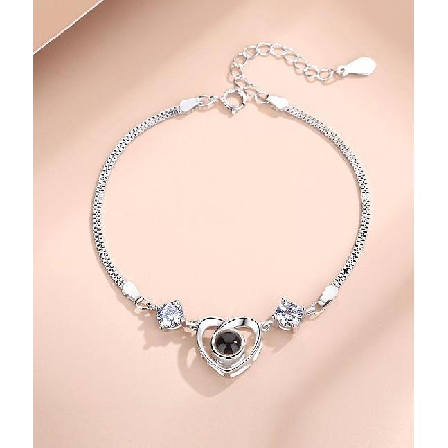 Ювелирные изделия из проекционного браслета на заказ с серебром/розовым золотом, кубический цирконий в форме сердца, персонализированное фото